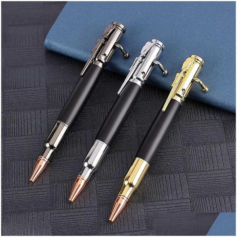 diy gun metal bolt action pen antique solid brass bullet rifle clip ball pens personalized logo man cool gifts
