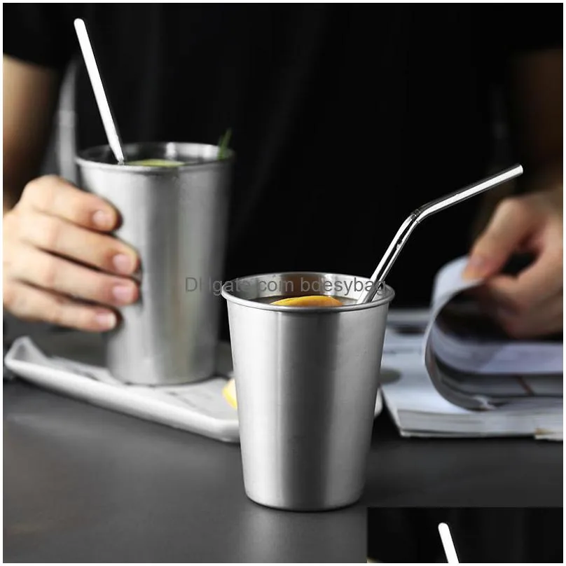 304 stainless steel silver drinking straws 8.5/ 9.5 /10.5 bent and straight reusable drinking straws factory wholesale lx0202