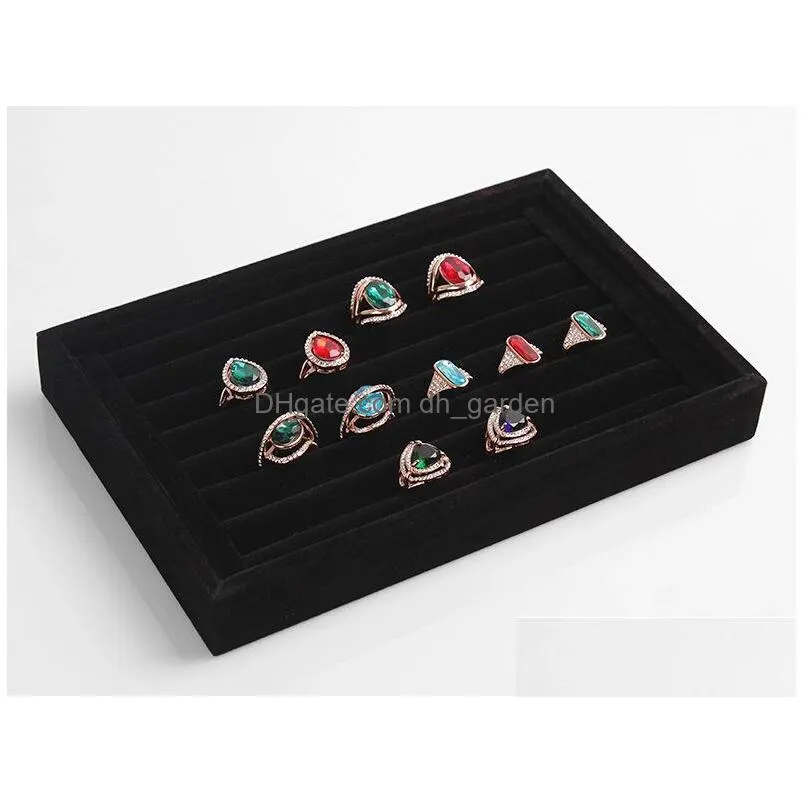 wholesale jewelry stand display high grade full velvet rings earrings show case storage boxes different colors