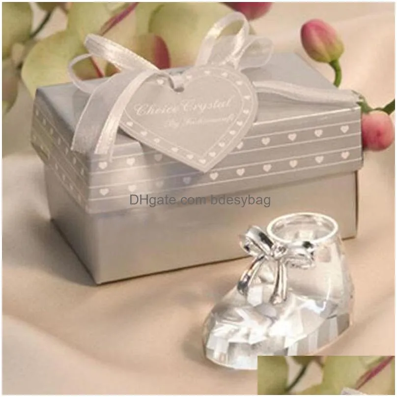 crystal baby bootie shoe keepsakes wedding figurine bridal shower baby shower favors baptism return gift za4409