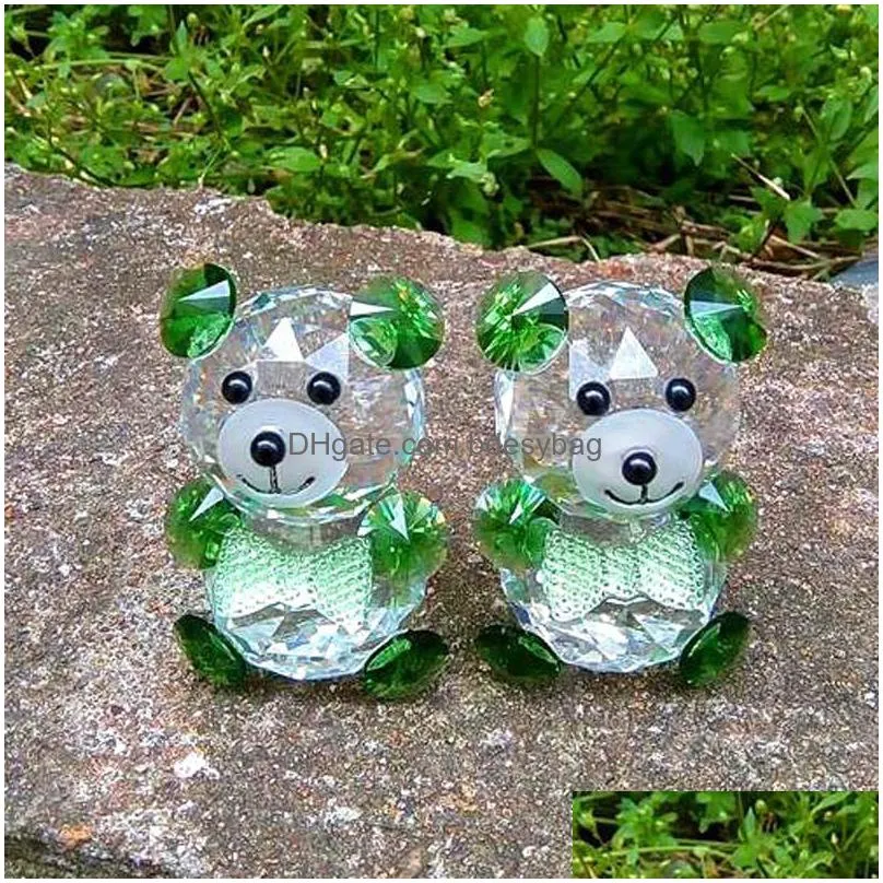 crystal glass animals bear miniature figurines feng shui miniatures desk ornaments christmas nativity figurines crafts lz0044