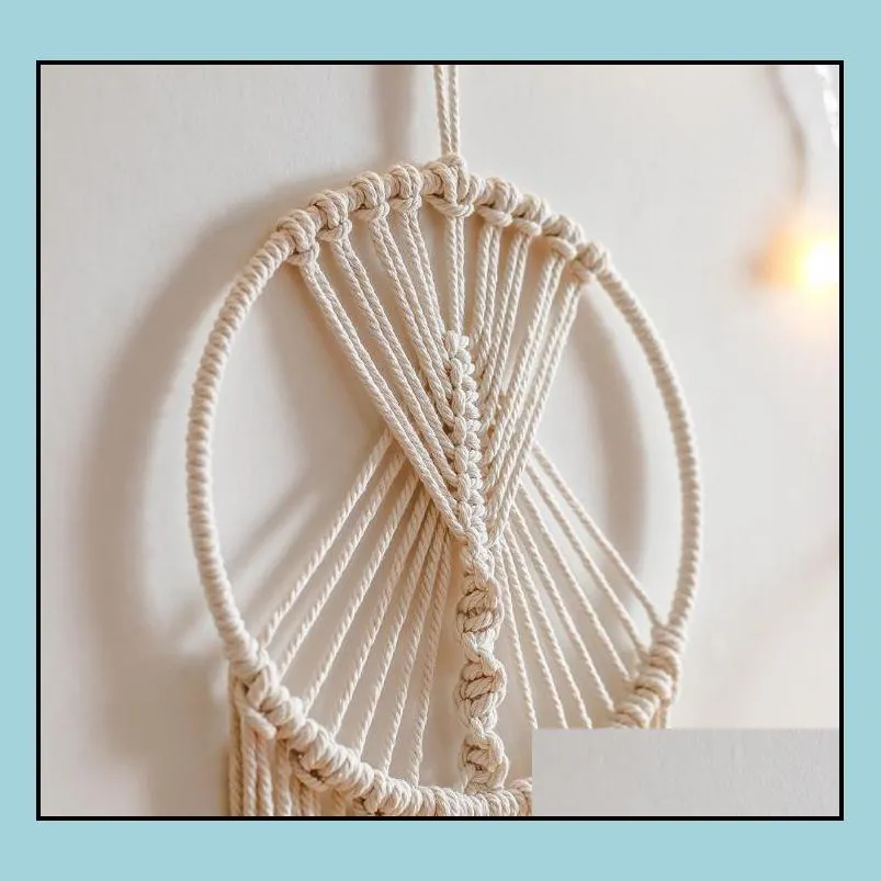 woven dream catcher wall hanging tassel macrame tapestry handmade boho chic party background home decoration