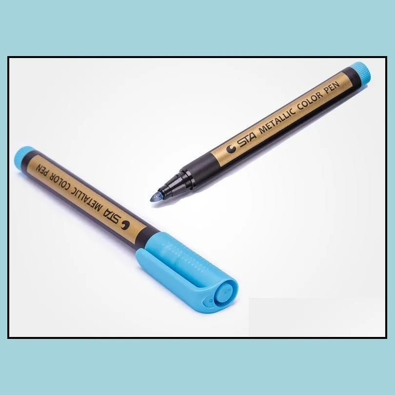 sta metallic color pen markers painting pens medium tip pens metal art permanent marker school writing supplies