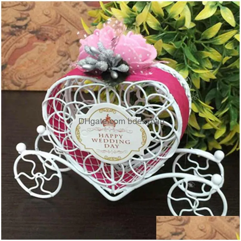 cute lovely cinderella carriage candy chocolate boxes birthday wedding party favour decoration heart shape favor boxes lz0476