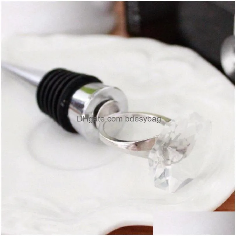 wedding favors gifts crystal diamond ring wine bottle stopper for birthday bridal baby shower wedding party wa2032