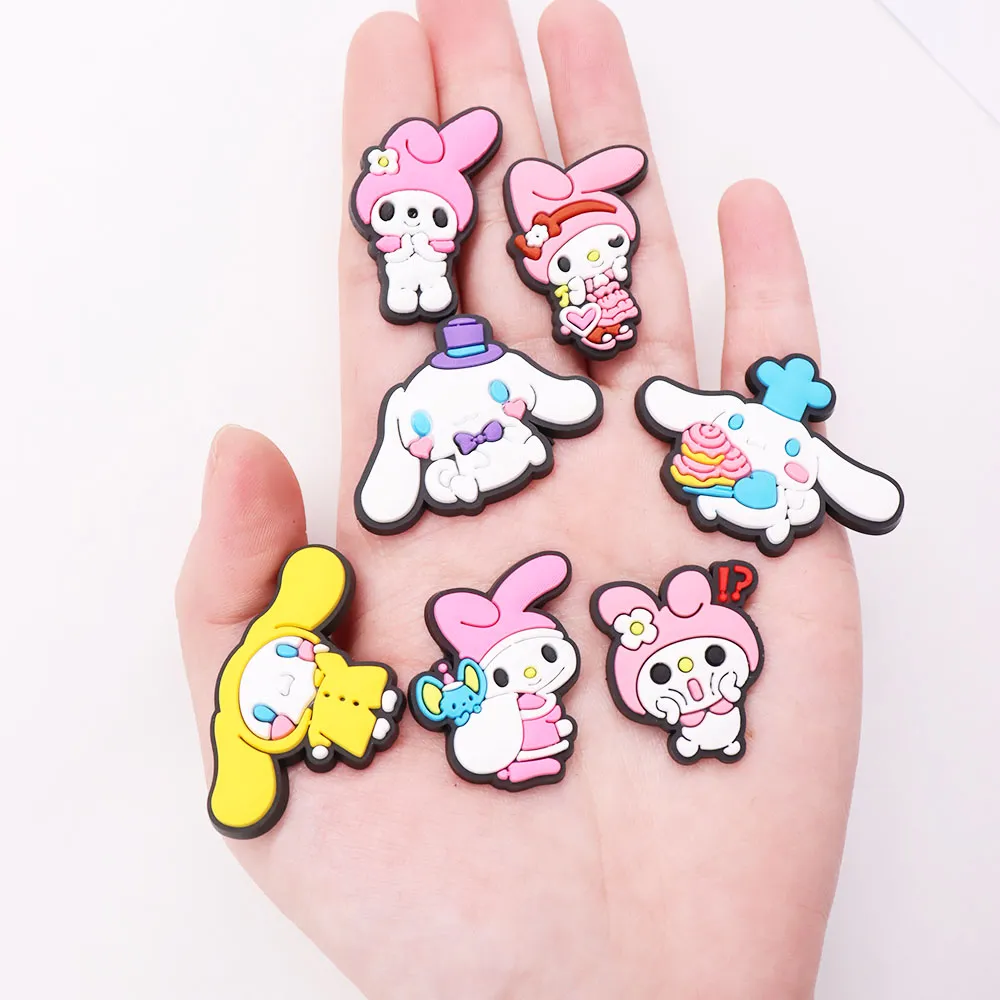 mix styles 50pcs pvc ml cartoon shoe charms kawaii japan anime bow heart flower croc jibz fit wristbands girls shoes ornaments