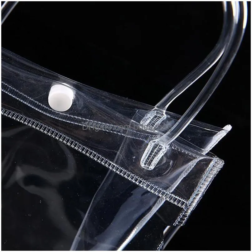 pvc plastic gift bags with handles plastic wine packaging bags clear handbag party favors bag fashion pp bags with button lx2271