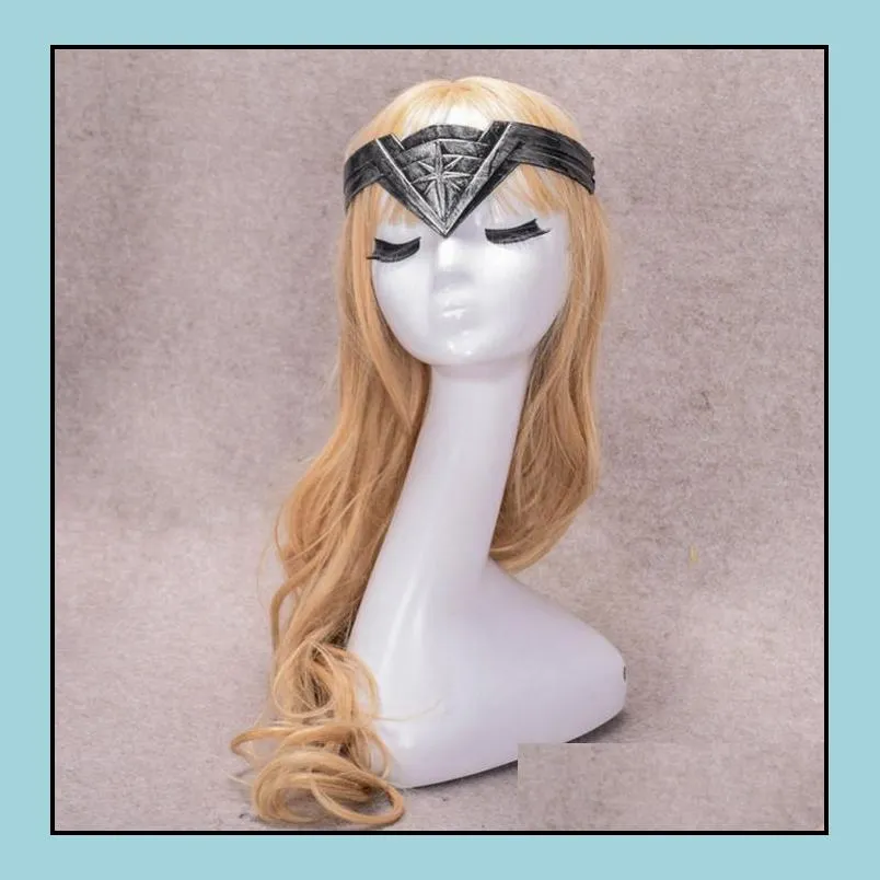 christmas wonder woman headband tiara crown headdress cosplay headwear comic costume props prop gold silver party event favor