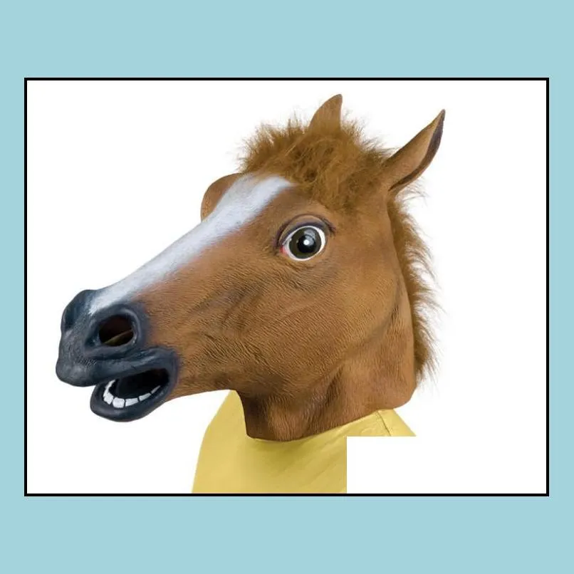 horse head mask realistic and creepy halloween costume novelty latex rubber animal horse halloween mask 1pcs/lot