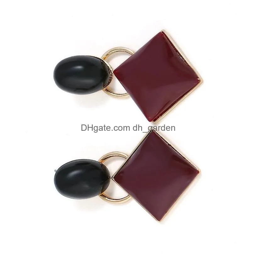 vintage long square earring big geometric earrings for women classic claret square ear stud goldcolor fine jewelry