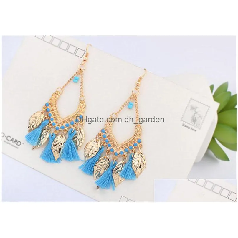 new design long tassel dangle earrings charm feather pendant earrings tassel chandelier earrings for women 4 colors