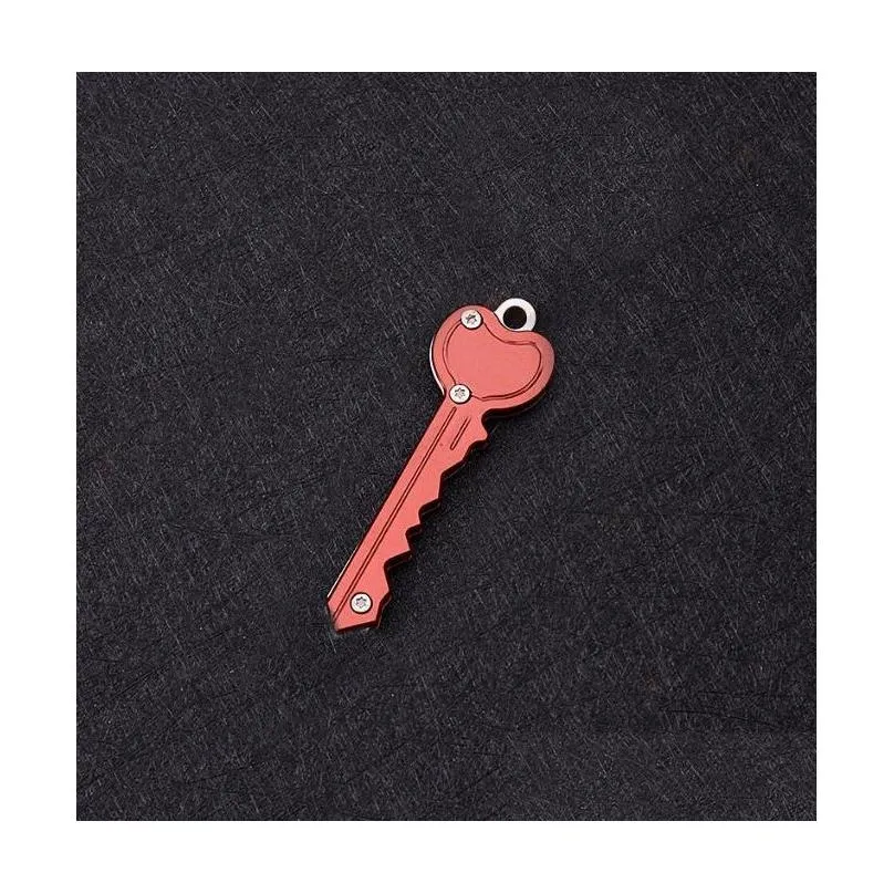 folding mini heart shape keychain defense keychain pendant pocket outdoor survival tool key knife for women man multicolors 9 colors