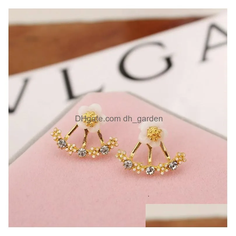 new fashoin 925 sliver earrings daisy flower ear jacket for women bijoux jewelry brincos pendientes mujer