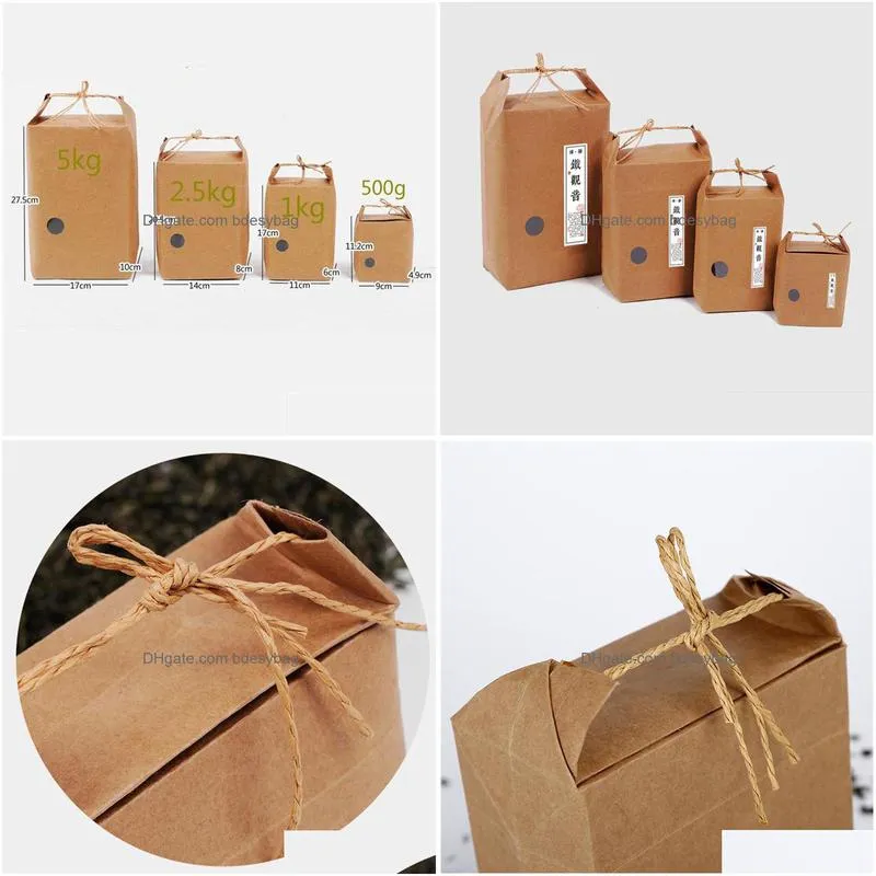 rice paper bag tea packaging cardboard paper bag weddings kraft paper bags food storage standing packing bags lx0043