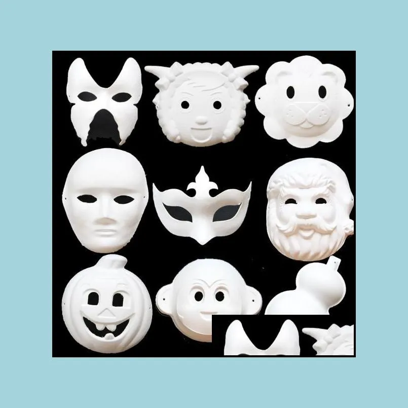blank white masquerade mask kids adults mardi gras christmas halloween midnight costume diy half full face masks animal cartoon mask