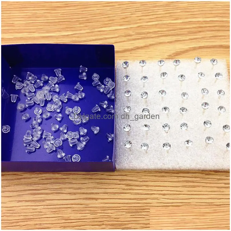 20 pairs of boxed korean earrings men and women color antiallergic diamond earrings plastic earrings to send ear plugs