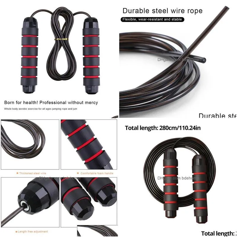 Jump Ropes Jump Rope - Rapid Speed Jum With Ball Bearings Steel Skip Gym Exercise Slim Body Drop Delivery Sports Outdoors Fitness Supp Dhubi