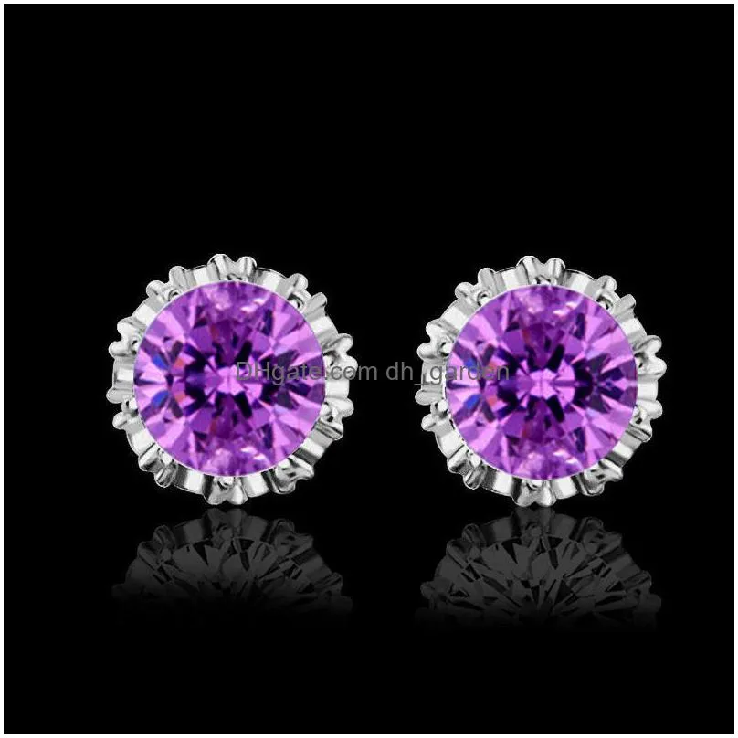 1 carat zircon crown stud earring for women gold color wedding jewelry earrings female ear jacket brincos