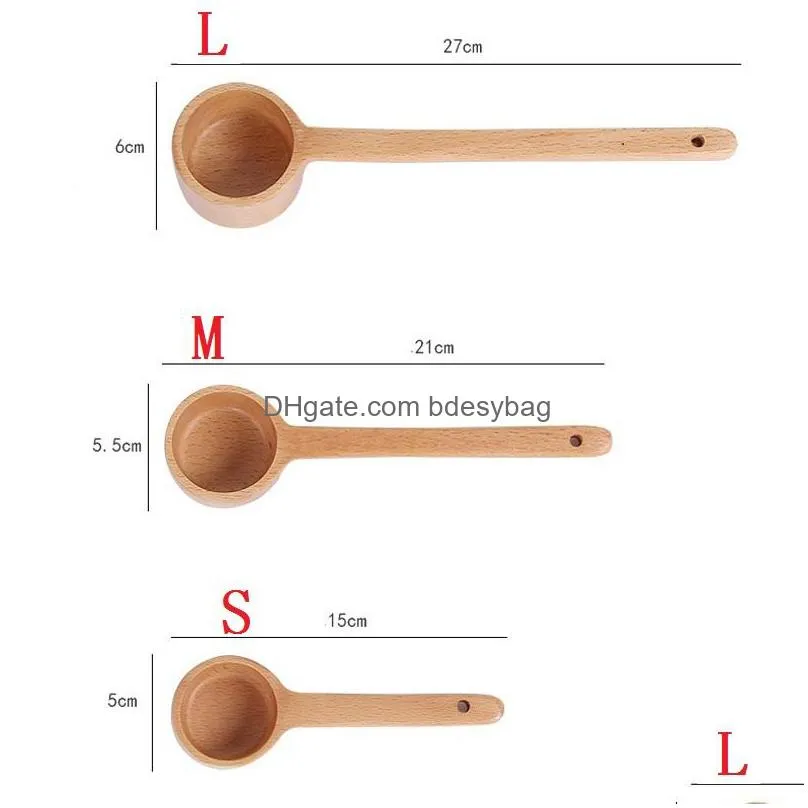 long handle wooden measuring spoon wooden coffee spoon kitchen soup spoons home kitchen measuring tools lx4179