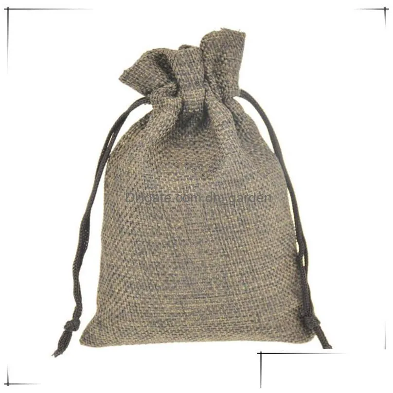 mini pouch jute bag linen hemp drawstring bags ring necklace jewelry pouches wedding favors gift packaging