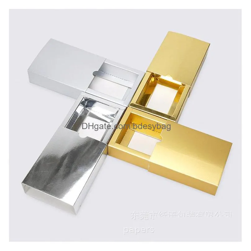 gift wrap luxury bright golden silver paper sliding box 5 sizes cardboard drawer boxes for lipstick perfume bottles makeup wedding party