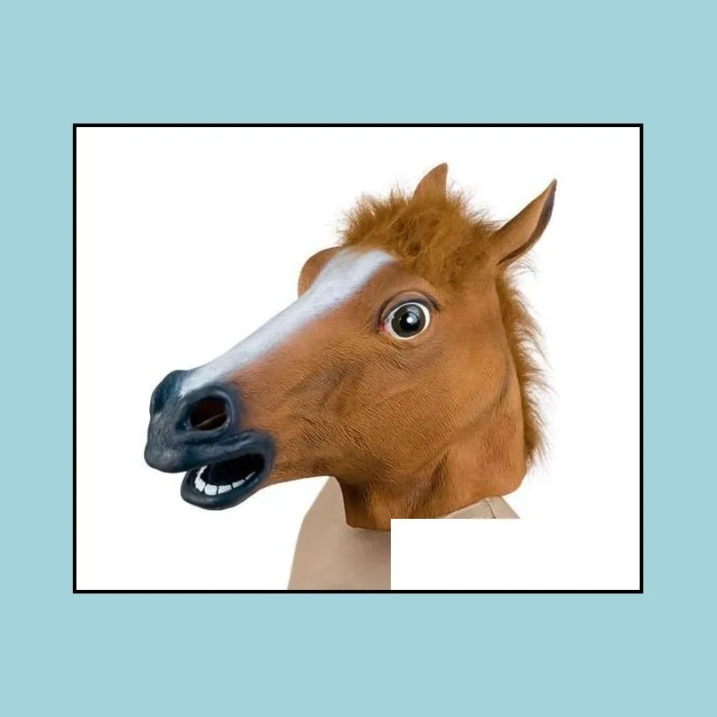 horse head mask realistic and creepy halloween costume novelty latex rubber animal horse halloween mask 1pcs/lot