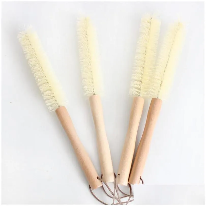 japanese style wooden long handle beech cup brush bottle brush kitchen supplies household brush cup cleaning tool lx3006