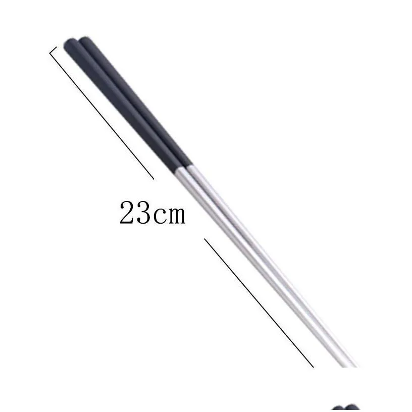Chopsticks Stainless Steel 23Cm Metal Tableware Easy To Clean Household Kitchen Tablewares Wedding Holiday Supplies Drop Delivery Ho