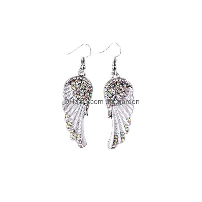 new fashion angel wing earrings for women crystal wing earrings red blue white color bling wing dangle earrings jewelry gift