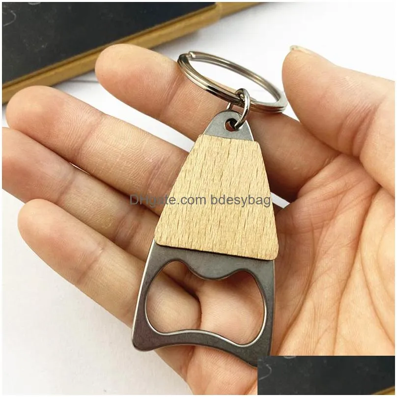 portable small bottle opener with wood handle wine beer soda glass cap bottle opener key chain for home kitchen bar lx4078