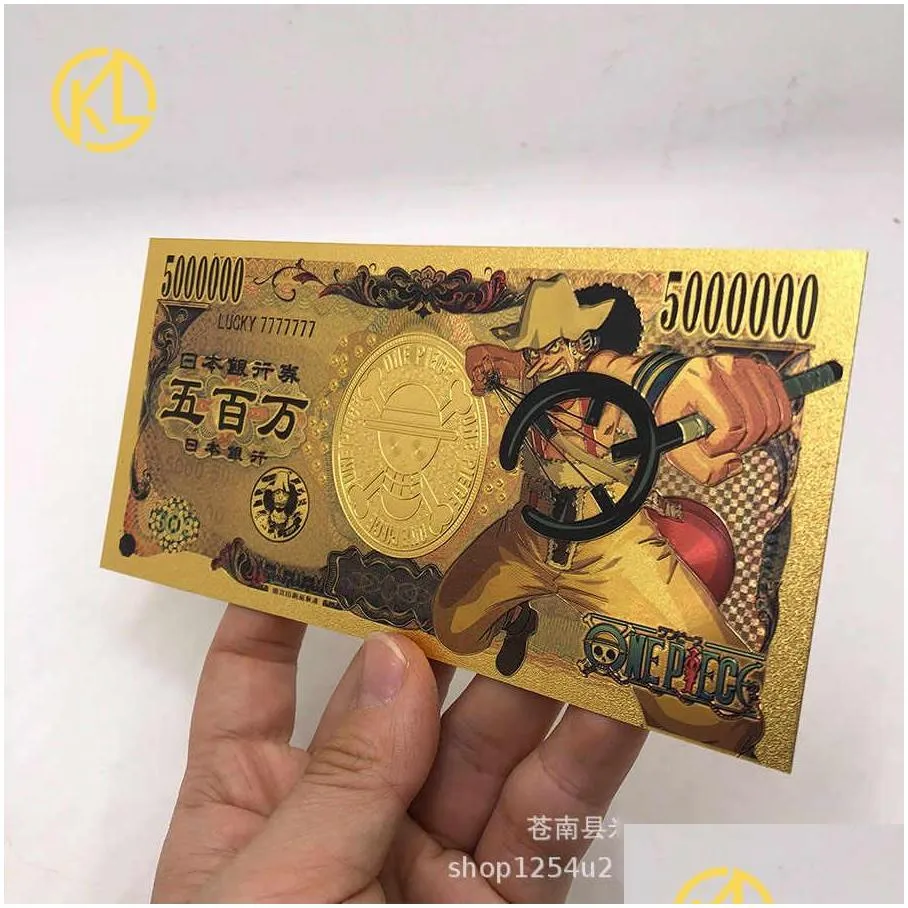 onepiece figures monkey d luffy grandline men anime collectible 5000000 yen gold banknote collection golden coin