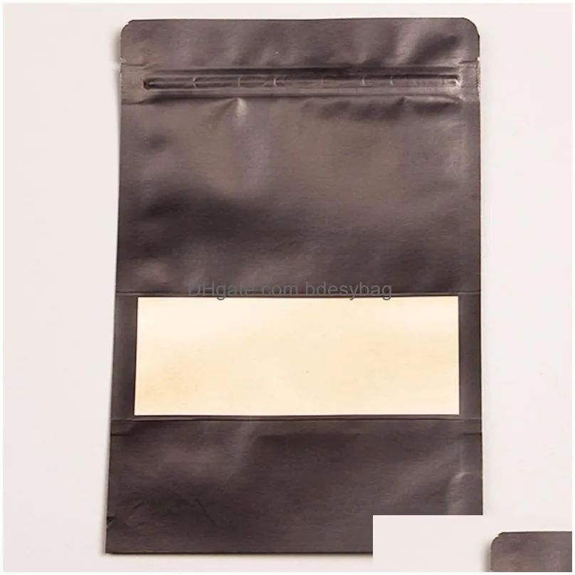 4 size black kraft paper frosted window bag stand up snack cookie tea coffee packaging bag xmas paper gift pouch lx2015