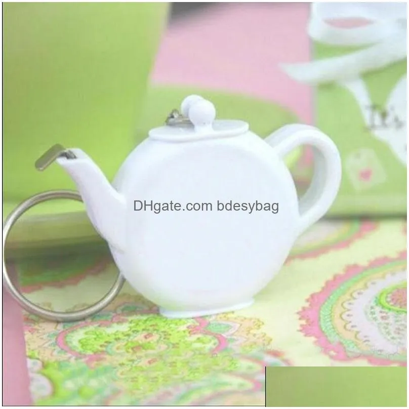 love is brewing teapot plastic measuring tape keychain portable mini key chain wedding christmas gift favors za1221