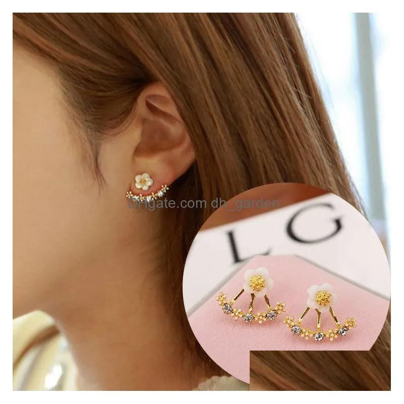 top quality daisy flower earrings for women 925 pure silver jewelry fashion simple cherry blossoms flower stud earrings dhs