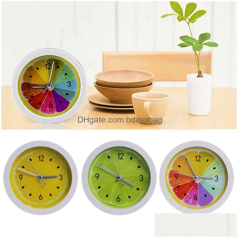 2017 new style rural cool lemon fruit alarm clock modern minimalist desktop clocks lazy watch clock shipping za2865