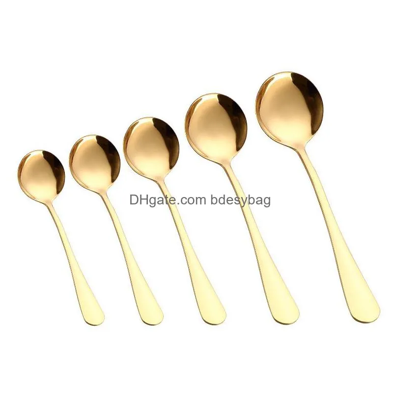 golden tea spoon stainless steel mini gold coffee spoon for milk tea small dinnerware tableware kitchen dining tools lx0090