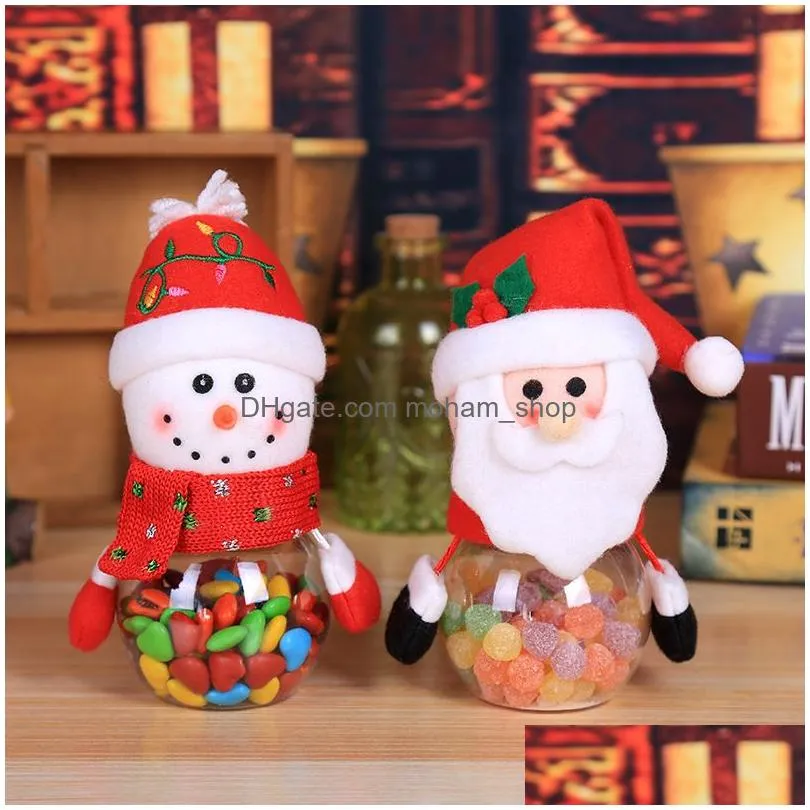 christmas candy cans plastic transparent gift boxes elderly snowmen elk christmas supplies decorative childrens small gifts