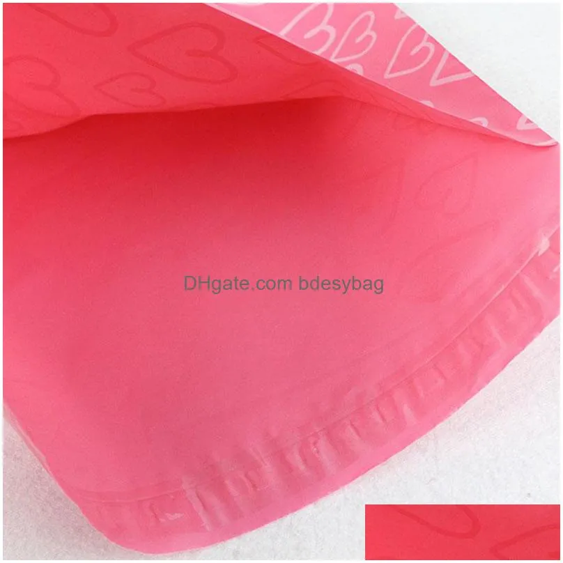 28x42cm pink heart pattern plastic post mail bags poly mailer self sealing mailer packaging envelope courier express bag lz0736