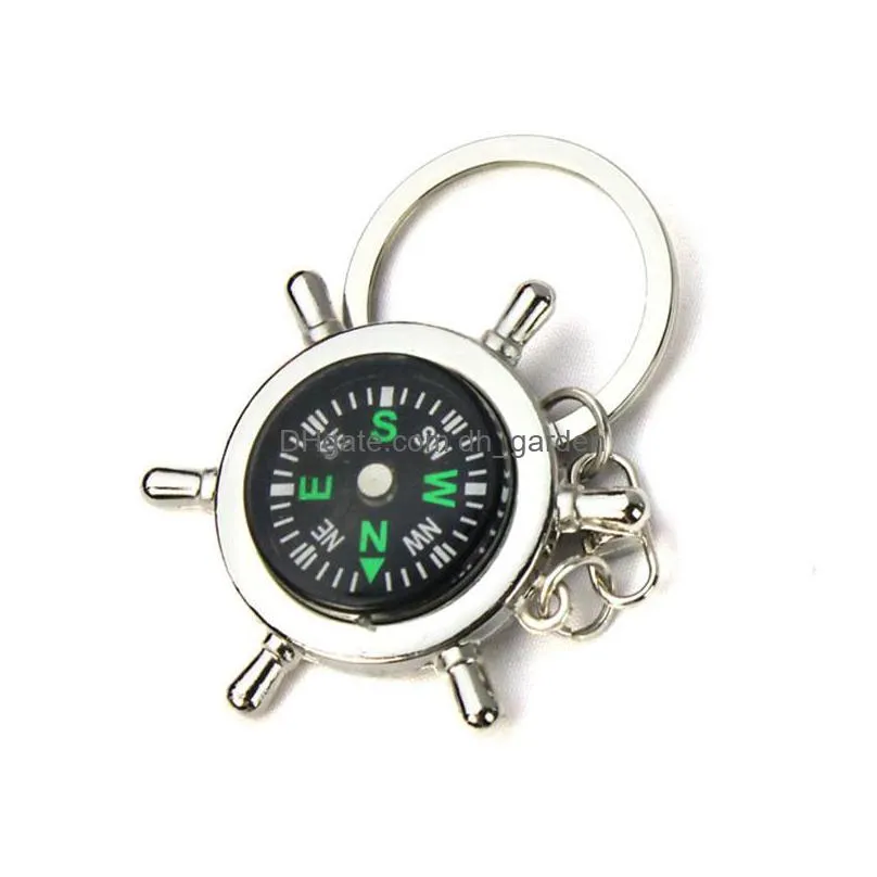 novelty compass keychain for car fashion key chains rings alloy hang charms nautical helm keyring creative multifunction accessories