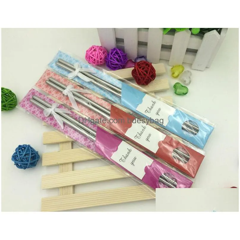 newest fashion stainless steel chopsticks tableware wedding favors gift with retail package for guest shipping za5422