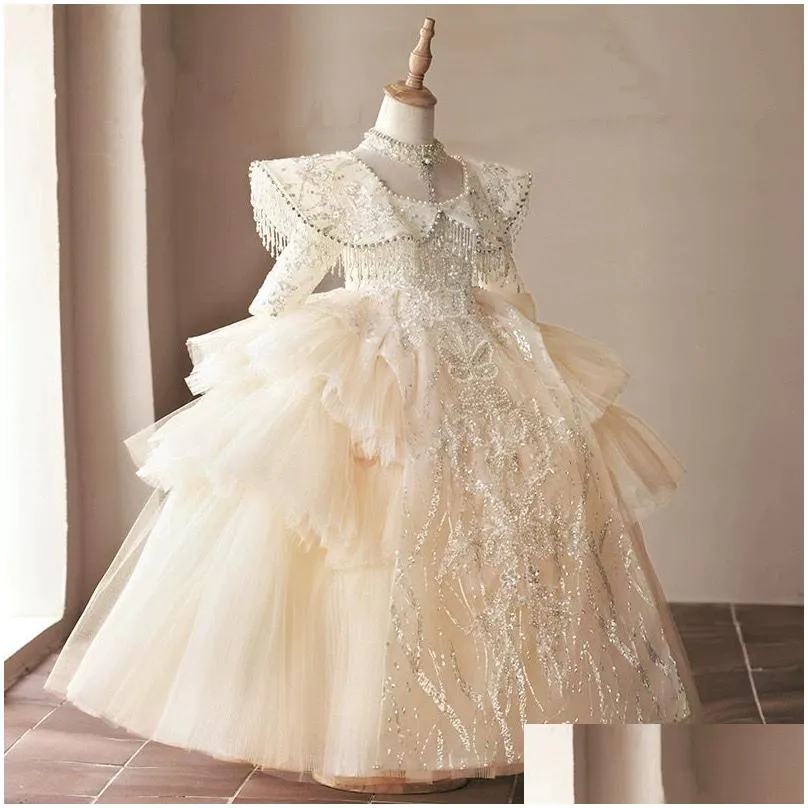 Flower Girls` Dresses Gracef Lace Flower Girl Dresses For Wedding Long Toddler Pageant Gowns Tle Ball Gown First Communion Dress Liltt Otrpo