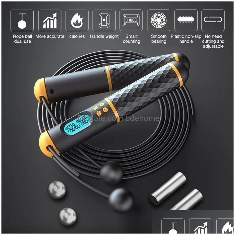 Jump Ropes Jump Ropes 2 In 1 Mtifun Speed Skip Rope With Digital Counter Professional Ball Bearings And Nonslip Handles Jumps Calorie Dhbeq
