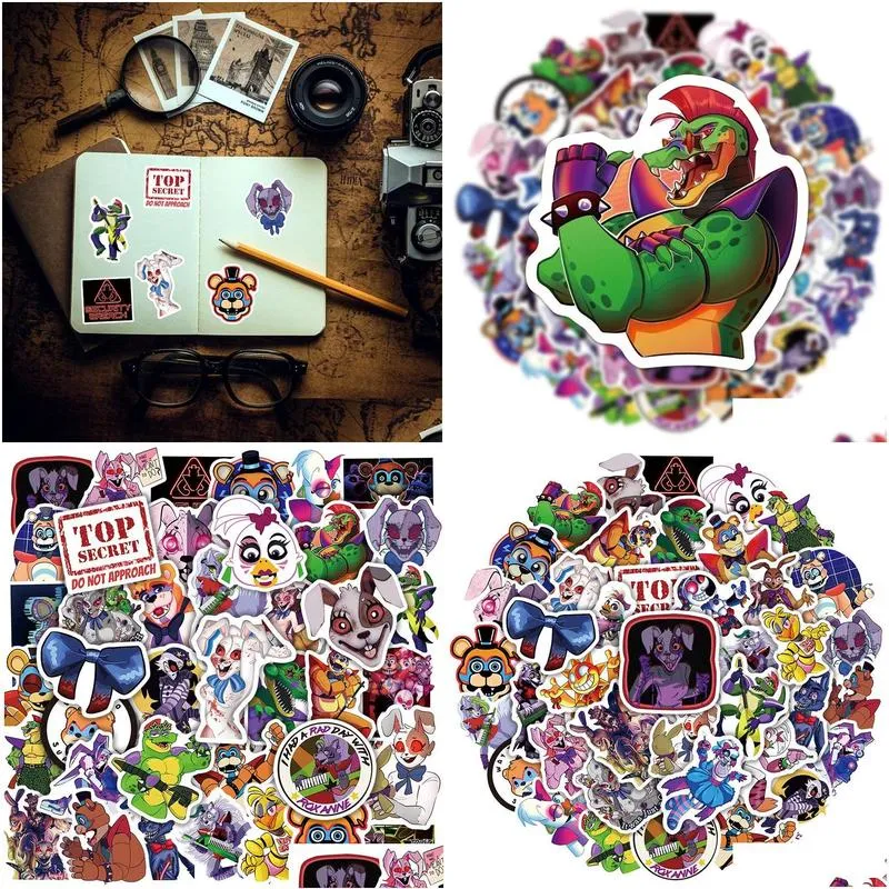 50pcs fnaf security breach cartoon horror game graffiti stickers for skateboards laptop luggage diy kids phone gift