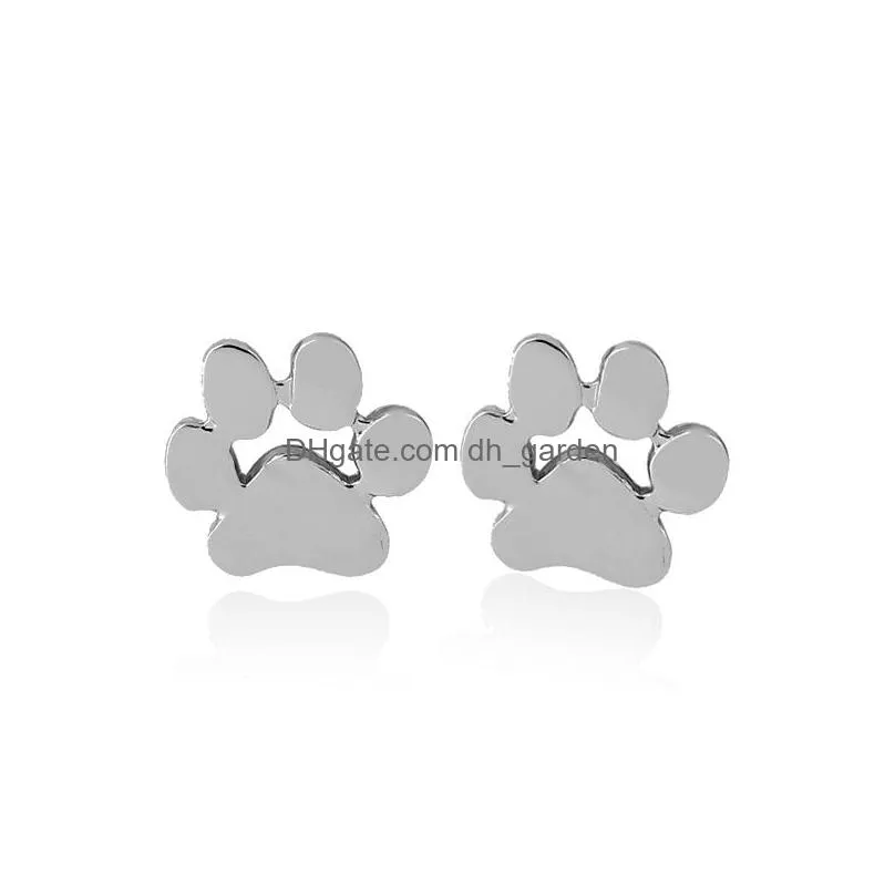 dog paw earrings vintage hollow paw print ear stud animal footprint earring women pet dog lovers gift