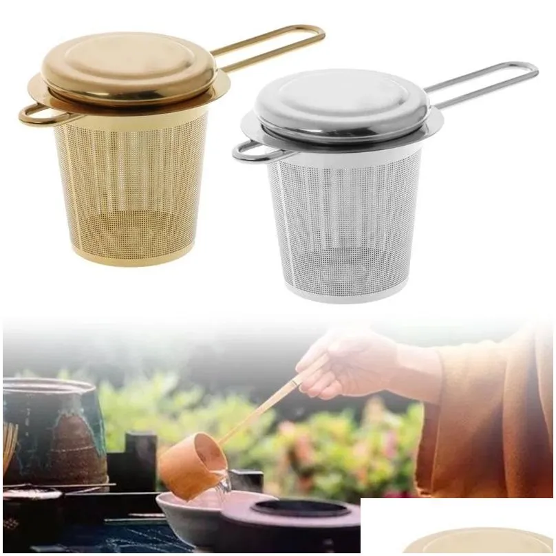 Coffee & Tea Tools Reusable Mesh Tea Tool Infuser Stainless Steel Strainer Loose Leaf Teapot Spice Filter With Lid Cups Kitchen Access Dhlps