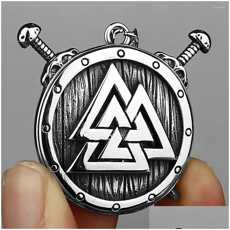 pendant necklaces  odin amulet rune triangle mens fashion stainless steel necklace