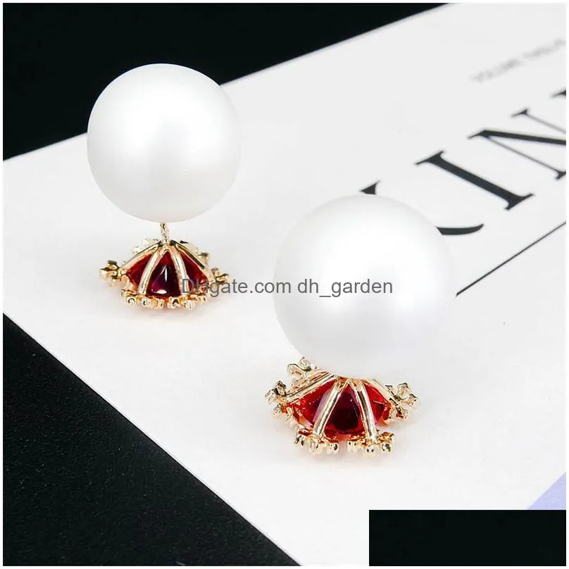 korean earring lady elegant red snowflake 925 sterling silver ear pin ball flower stud earrings for women