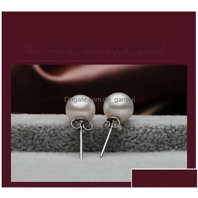  925 sterling silver pearl earring jewelry romantic charm simple 6/8/10 mm pearl ball earrings