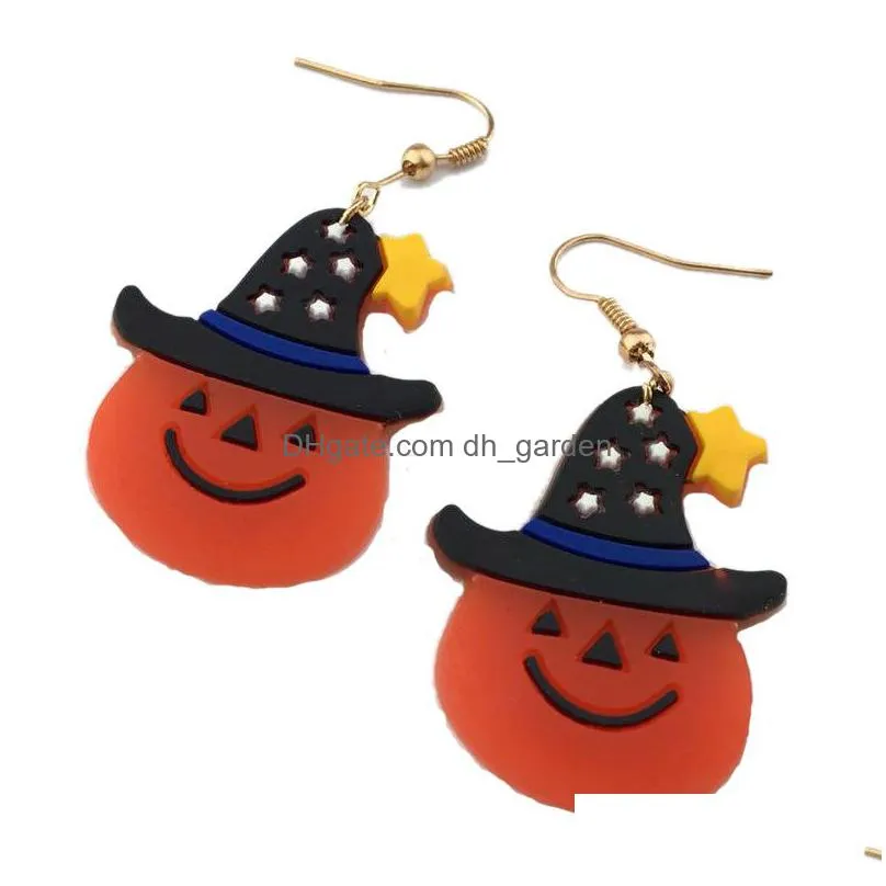 halloween new style cartoon white ghost earrings pumpkin drop earrings funny lovely acrylic pumpkin dangle earrings for women girl