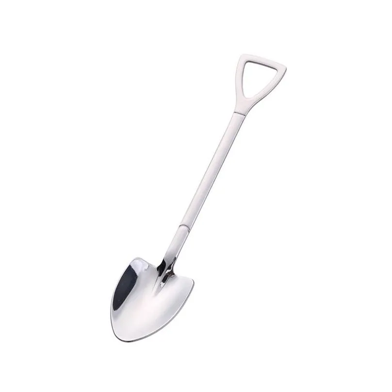 Spoons Mini Shovel Spoons Sier Gold Coffee Stainless Steel For Dessert Ice Cream Wedding Party Teaspoons Drop Delivery Home Garden Kit Dheai